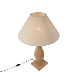 Landelijke tafellamp met linnen kap beige 55 cm - Burdock