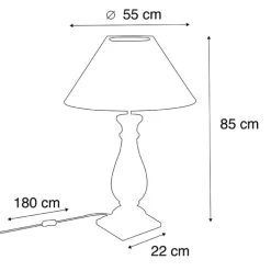 Landelijke tafellamp met linnen kap beige 55 cm - Burdock
