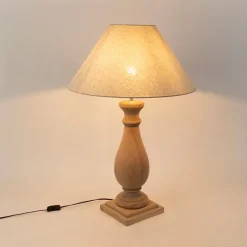 Landelijke tafellamp met linnen kap beige 55 cm - Burdock