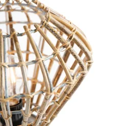 Landelijke tafellamp tripod bamboe met wit - Canna Diamond