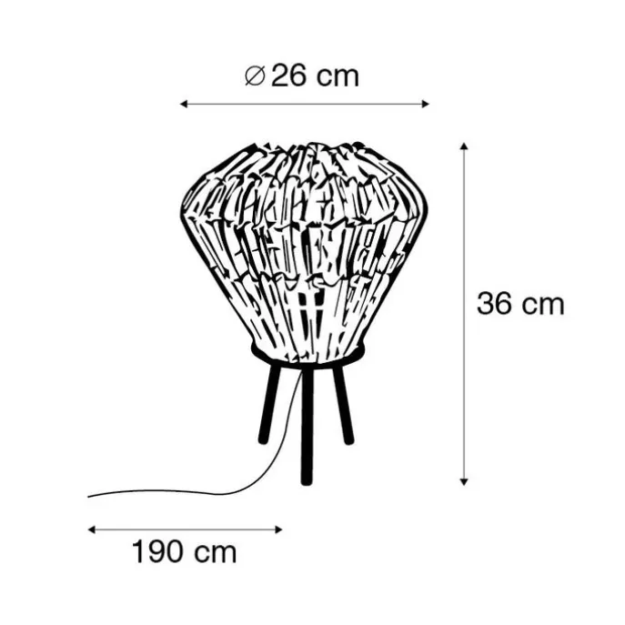 Landelijke tafellamp tripod bamboe met wit - Canna Diamond