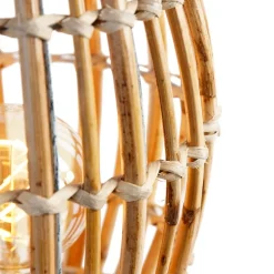 Landelijke tafellamp tripod bamboe met wit - Canna Capsule