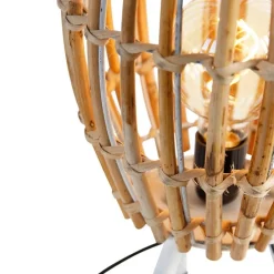 Landelijke tafellamp tripod bamboe met wit - Canna Capsule