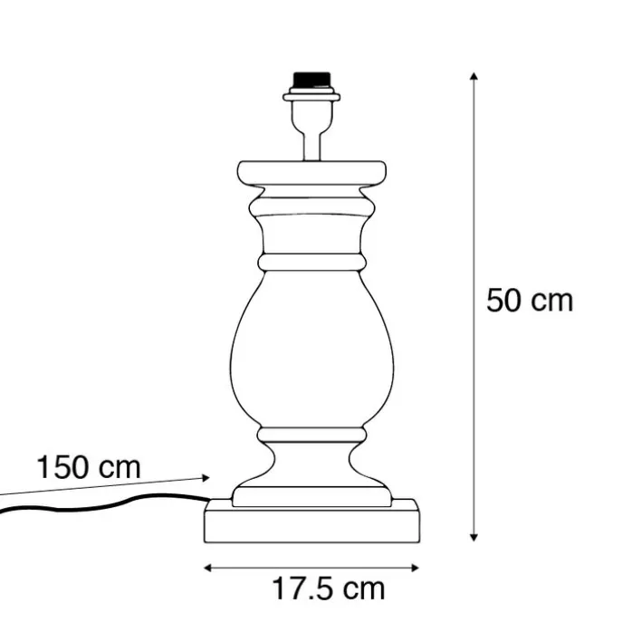 Landelijke tafellamp zonder kap naturel hout - Catnip