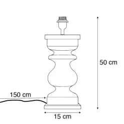Landelijke tafellamp zonder kap vintage grijs hout - Hyssop