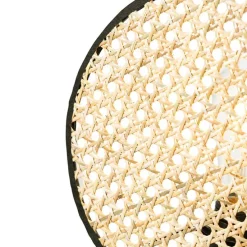 Landelijke tafellamp zwart met rotan 25 cm - Kata