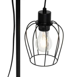 Landelijke tafellamp zwart met hout - Stronk