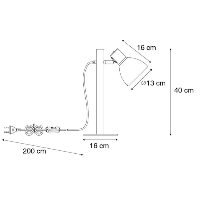 Landelijke tafellamp zwart met hout - Flint