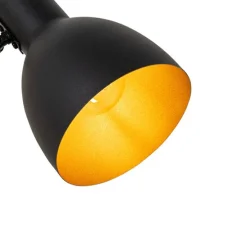 Landelijke tafellamp zwart met hout - Flint