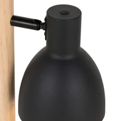 Landelijke tafellamp zwart met hout - Flint