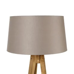Landelijke tripod vintage hout met linnen kap taupe 45 cm - Tripod Classic