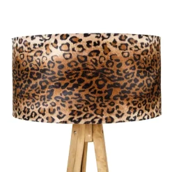 Landelijke tripod vintage hout met kap luipaard 50 cm - Tripod Classic