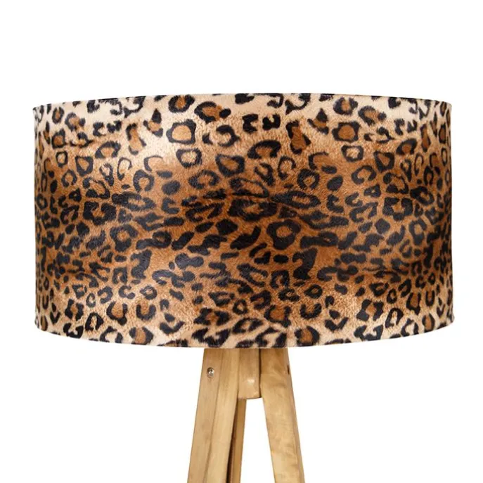 Landelijke tripod vintage hout met kap luipaard 50 cm - Tripod Classic