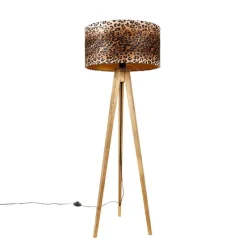 Landelijke tripod vintage hout met kap luipaard 50 cm - Tripod Classic