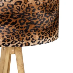 Landelijke tripod vintage hout met kap luipaard 50 cm - Tripod Classic