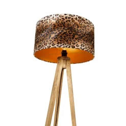 Landelijke tripod vintage hout met kap luipaard 50 cm - Tripod Classic