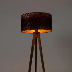 Landelijke tripod vintage hout met kap luipaard 50 cm - Tripod Classic