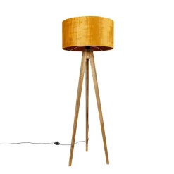 Landelijke tripod vintage hout met kap goud 50 cm - Tripod Classic