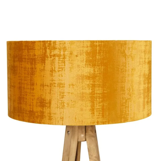 Landelijke tripod vintage hout met kap goud 50 cm - Tripod Classic