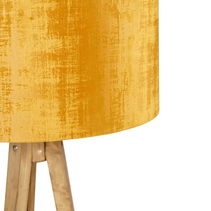 Landelijke tripod vintage hout met kap goud 50 cm - Tripod Classic