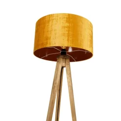 Landelijke tripod vintage hout met kap goud 50 cm - Tripod Classic