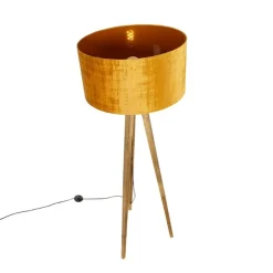Landelijke tripod vintage hout met kap goud 50 cm - Tripod Classic
