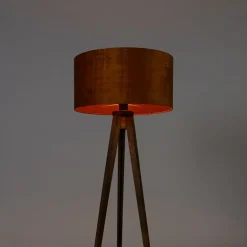 Landelijke tripod vintage hout met kap goud 50 cm - Tripod Classic