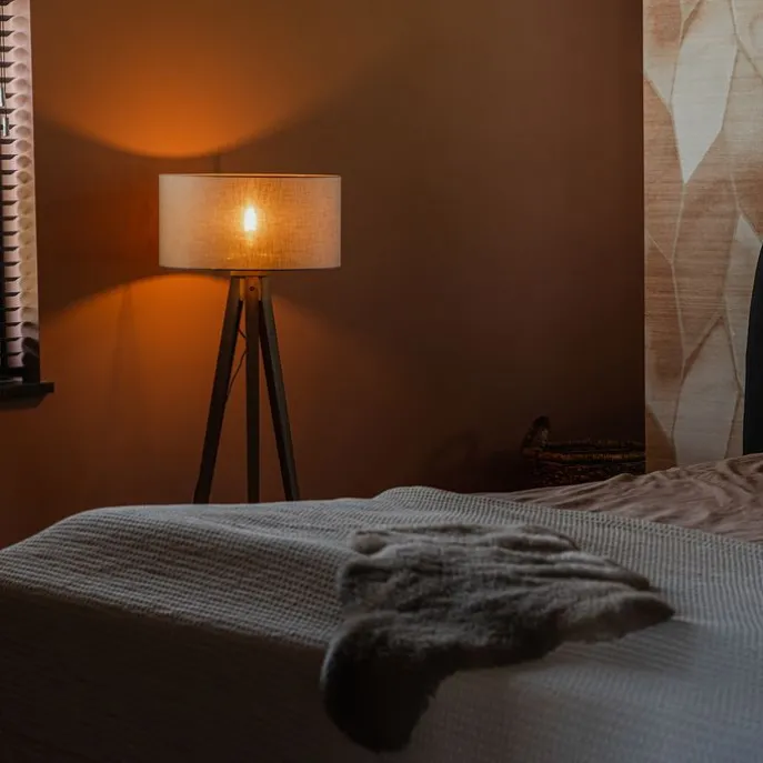 Landelijke tripod vintage hout met kap taupe 50 cm - Tripod Classic