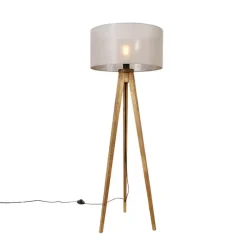 Landelijke tripod vintage hout met kap taupe 50 cm - Tripod Classic