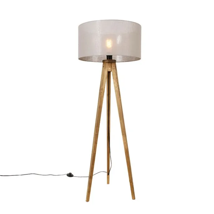 Landelijke tripod vintage hout met kap taupe 50 cm - Tripod Classic