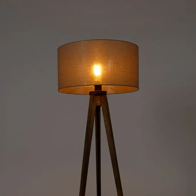 Landelijke tripod vintage hout met kap taupe 50 cm - Tripod Classic