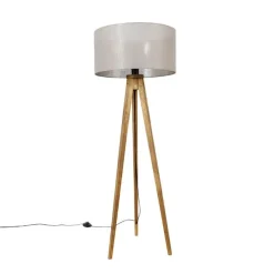 Landelijke tripod vintage hout met kap taupe 50 cm - Tripod Classic