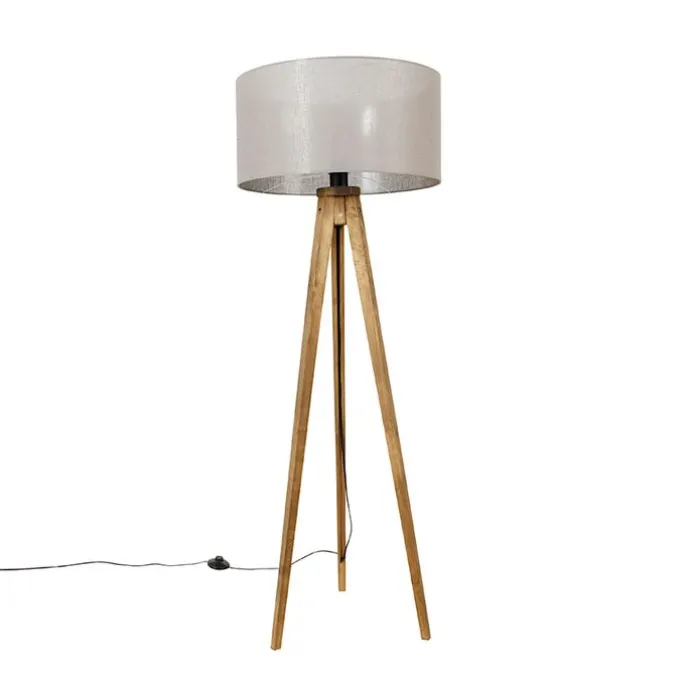 Landelijke tripod vintage hout met kap taupe 50 cm - Tripod Classic