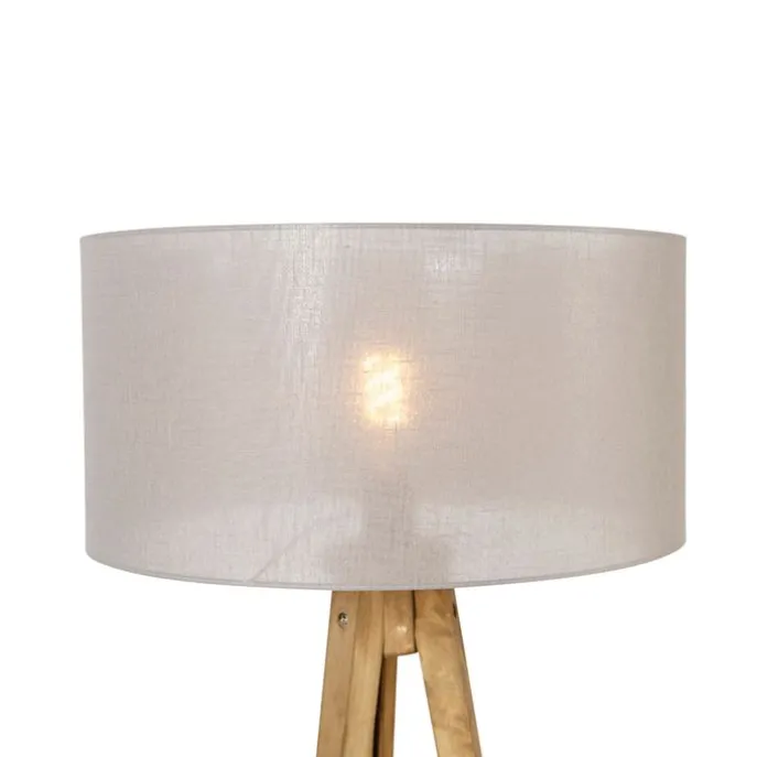 Landelijke tripod vintage hout met kap taupe 50 cm - Tripod Classic