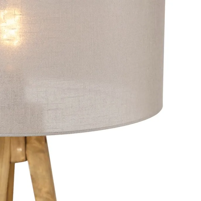 Landelijke tripod vintage hout met kap taupe 50 cm - Tripod Classic