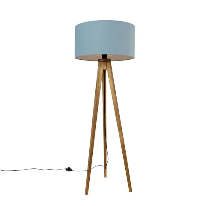 Landelijke tripod vintage hout met kap lichtblauw 50 cm - Tripod Classic