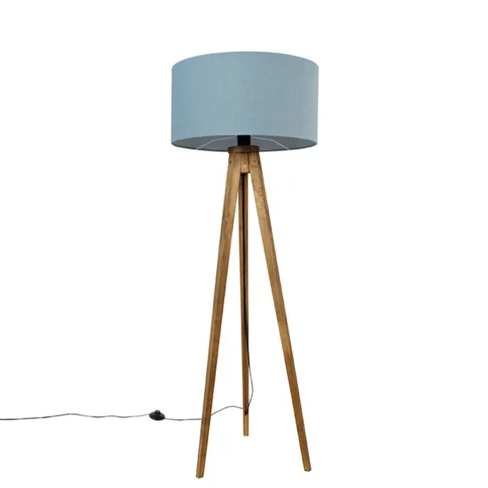 Landelijke tripod vintage hout met kap lichtblauw 50 cm - Tripod Classic