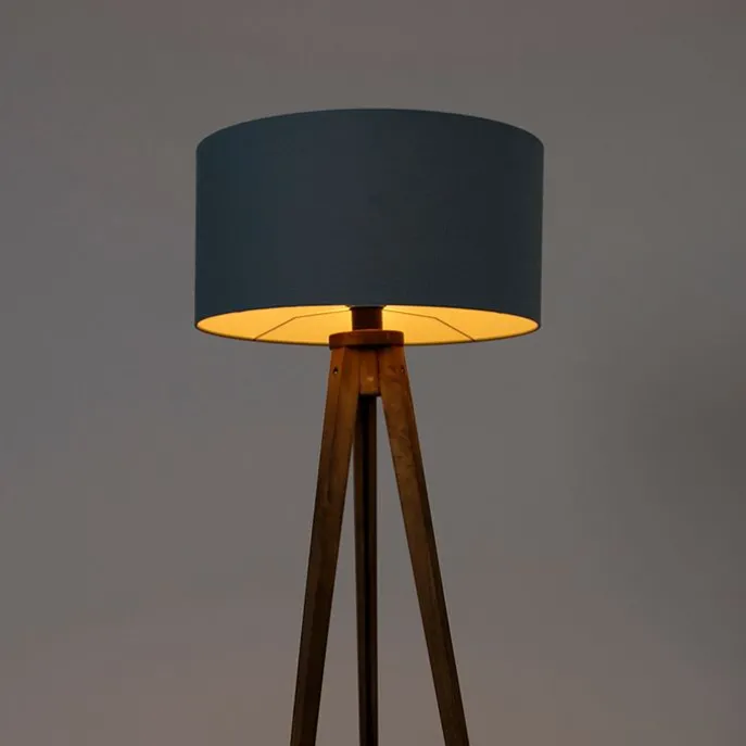 Landelijke tripod vintage hout met kap lichtblauw 50 cm - Tripod Classic