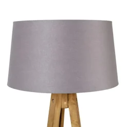 Landelijke tripod vintage hout met linnen kap donkergrijs 45 cm - Tripod Classic