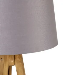 Landelijke tripod vintage hout met linnen kap donkergrijs 45 cm - Tripod Classic