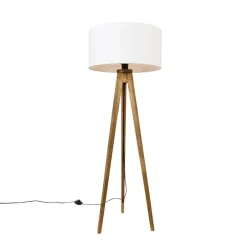 Landelijke tripod vintage hout met kap wit 50 cm - Tripod Classic