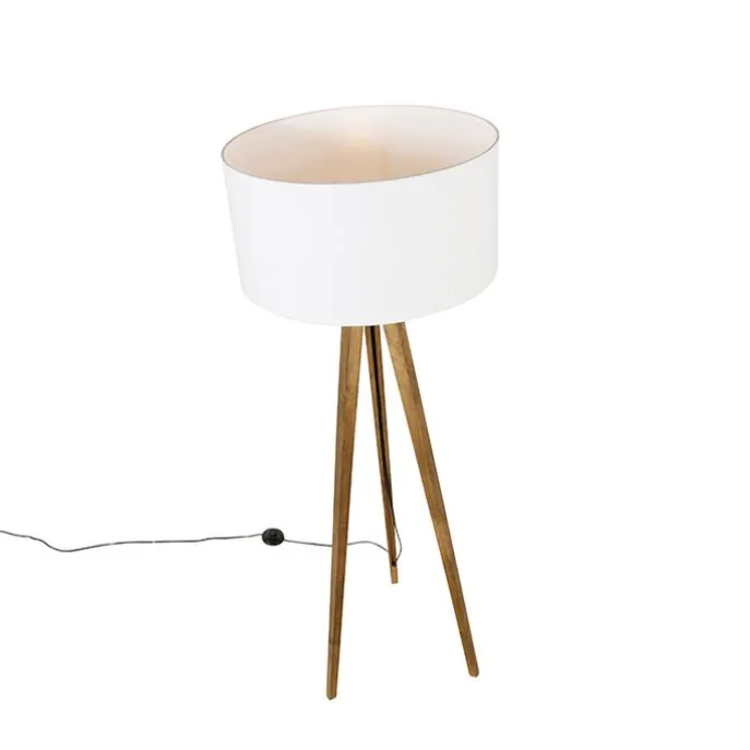 Landelijke tripod vintage hout met kap wit 50 cm - Tripod Classic