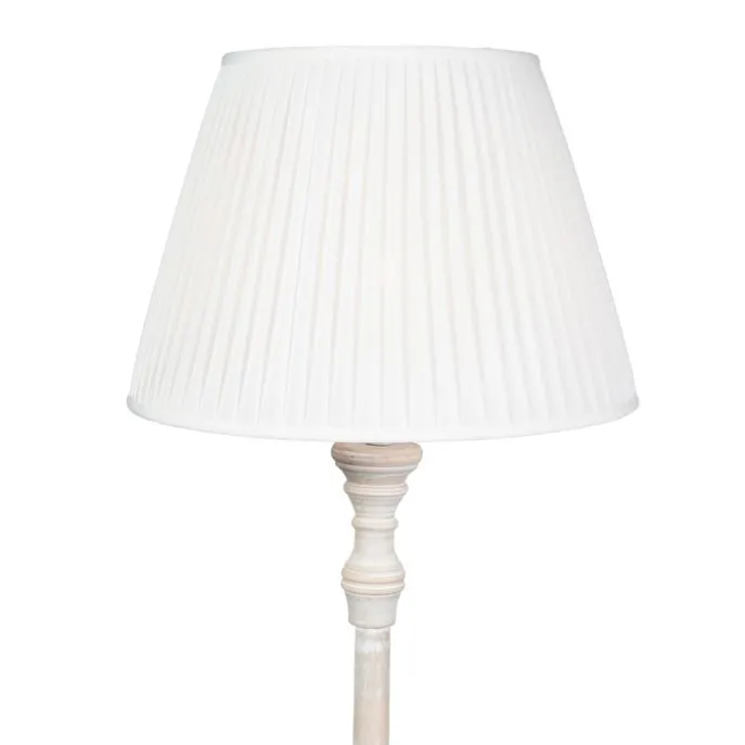 Landelijke vloerlamp grijs met witte plissé kap - Classico