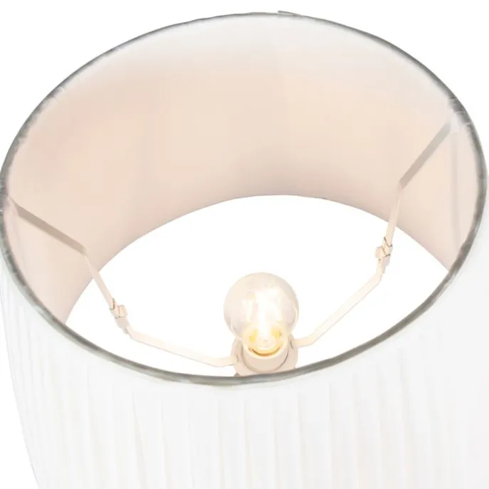 Landelijke vloerlamp grijs met witte plissé kap - Classico