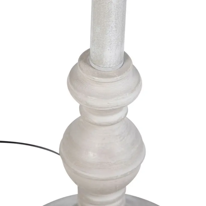 Landelijke vloerlamp grijs met witte plissé kap - Classico