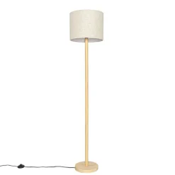 Landelijke vloerlamp hout met linnen kap beige 32 cm - Mels