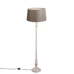 Landelijke vloerlamp taupe met linnen kap 45 cm - Classico