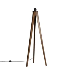 Landelijke vloerlamp tripod walnoot hout - Tripod Classic