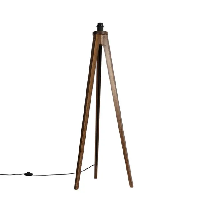 Landelijke vloerlamp tripod walnoot hout - Tripod Classic