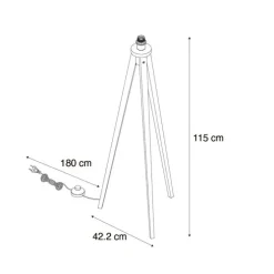 Landelijke vloerlamp tripod walnoot hout - Tripod Classic